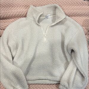 H&M Cream Fleece Quarter-Zip Sweater
